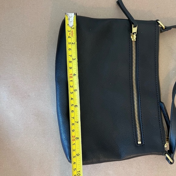 Fossil Black Genuine Pebbled Leather Crossbody Bag Small Brushed Gold Hardware - Picture 5 of 10